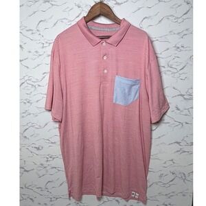 Puma Golf Polo Shirt Mens XL Pink White Striped Pocket Excellent 595787-04